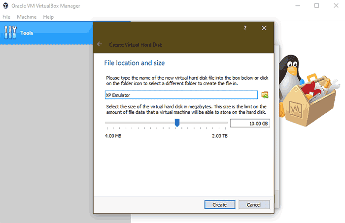 Windows XP emulator Settings