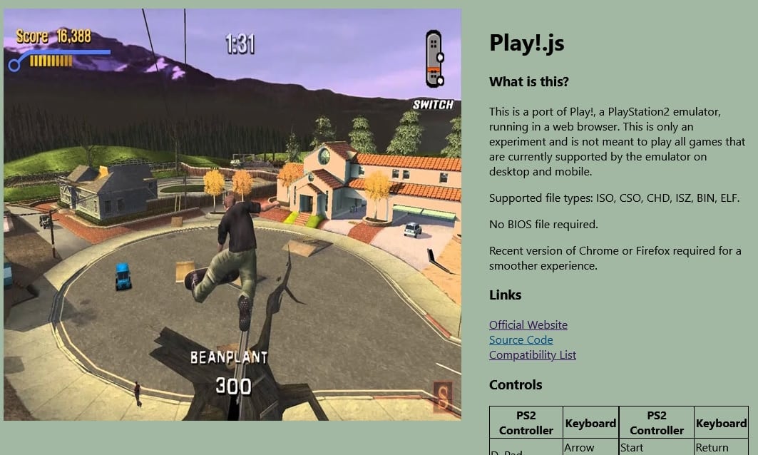 Play!.js online ps2 emulator