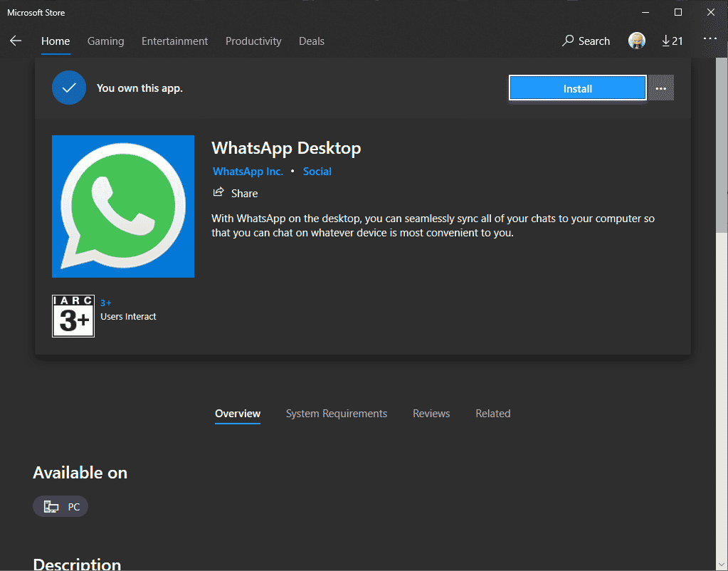 whatsapp desktop app