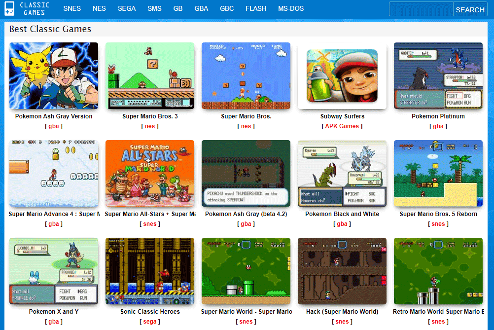 Sitio web de ClassicGame Rom