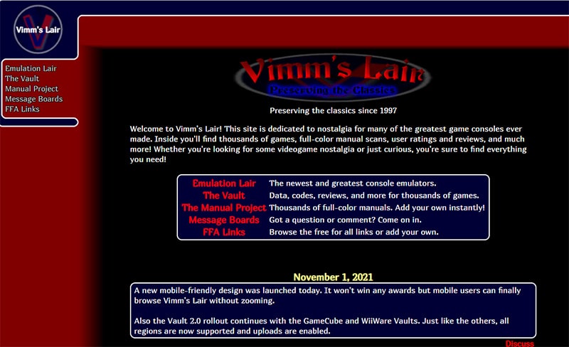 Vimm's Lair - Los mejores sitios de ROM