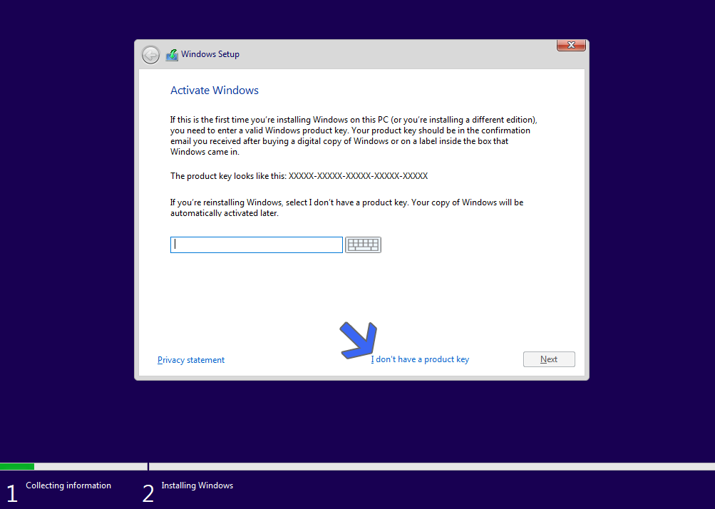Install Windows 10 setup