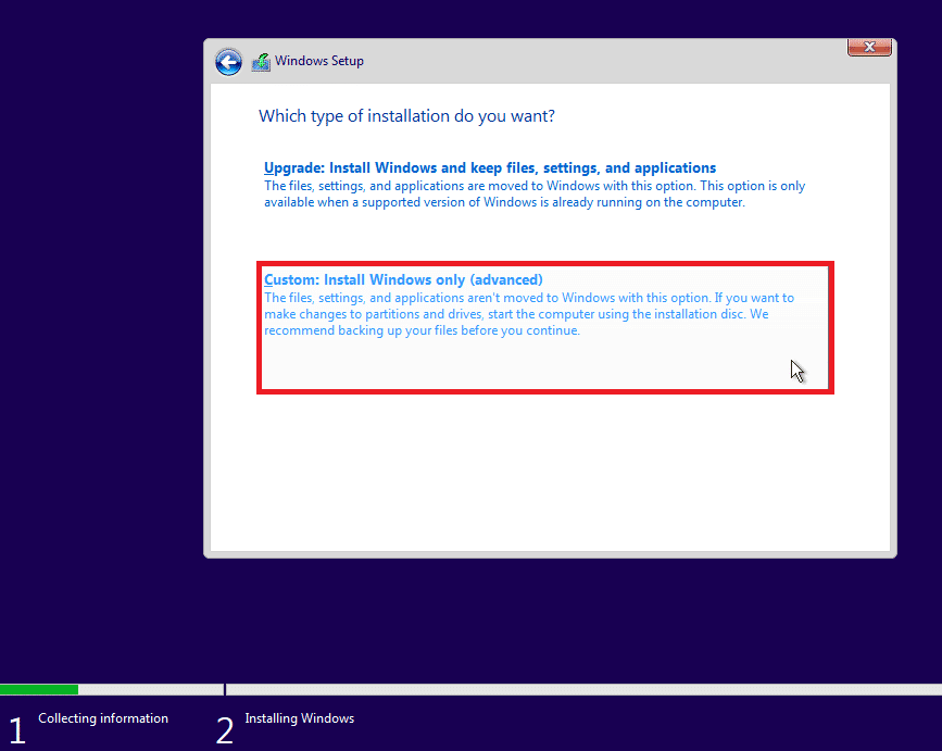 Custom Install Windows